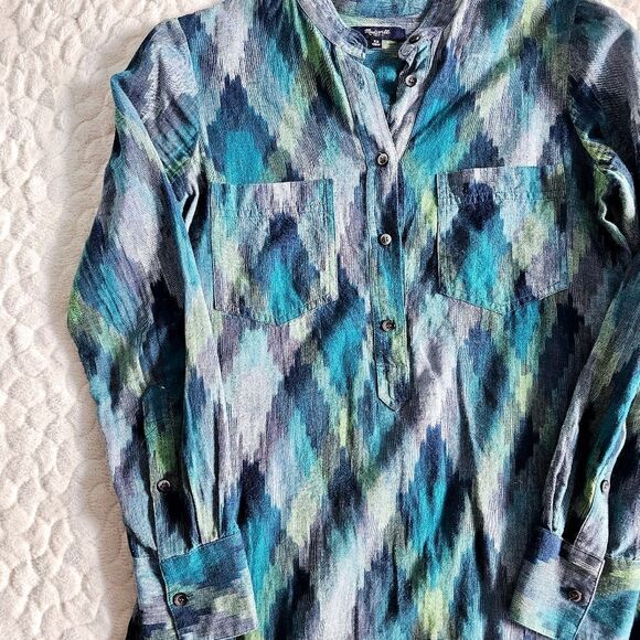 Madewell Tunic top shirt button jagged plaid fall leggings top XS extra small - Picture 2 of 7